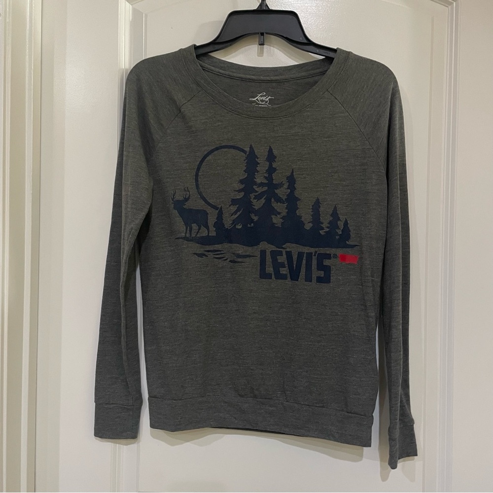 Levi’s established 1853 ladies gray long sleeve shirt moose size XS